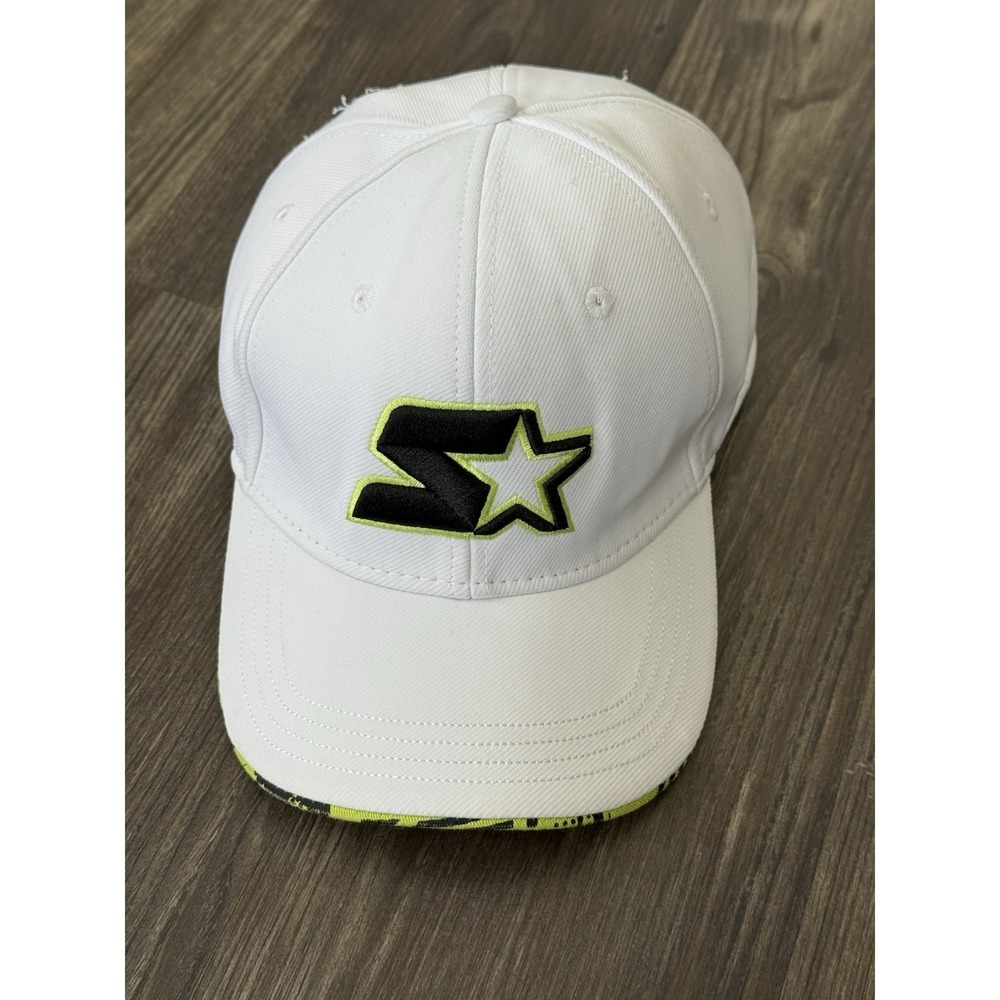 Starter White‎ Neon Green Logo Baseball Cap Dad Hat  Y2K Skater Sportswear 90s